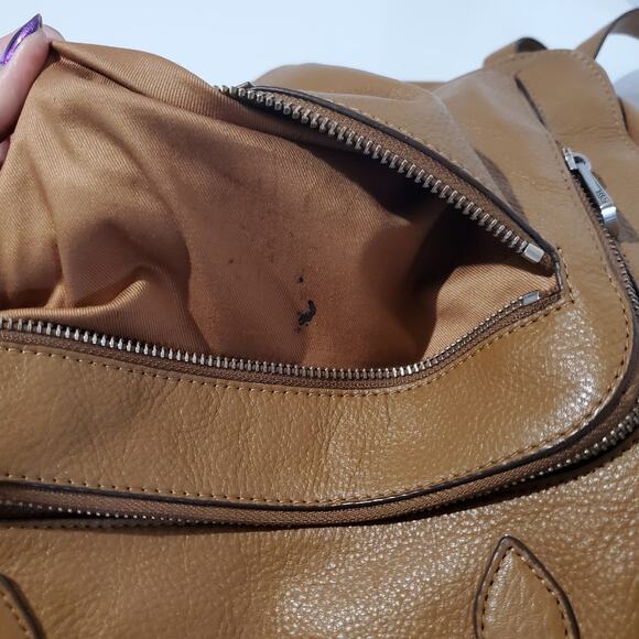 Fossil Riley Pebbled Leather Backpack Purse Medium Camel Tan Double Strap Bag - Picture 12 of 16